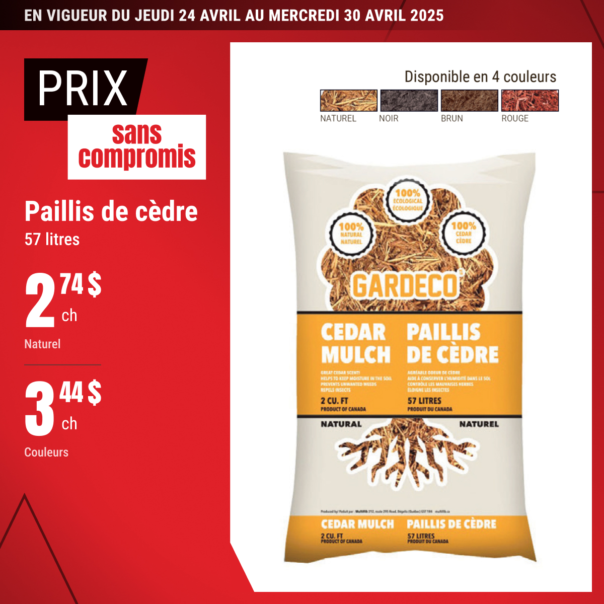 Prix sans compromis sur le paillis de cèdre !