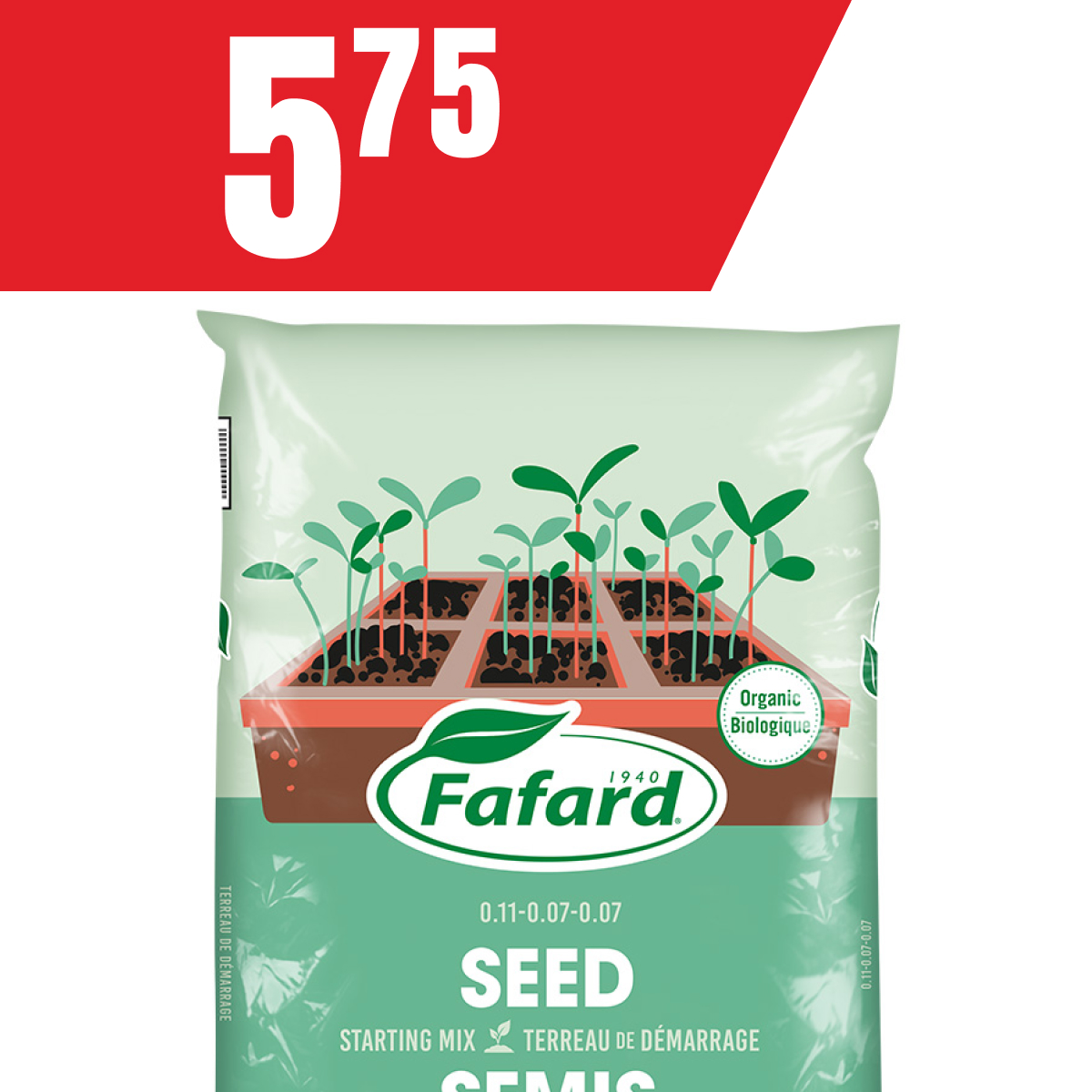 Terreau pour semis et pousses 25 L à seulement 5,75$!