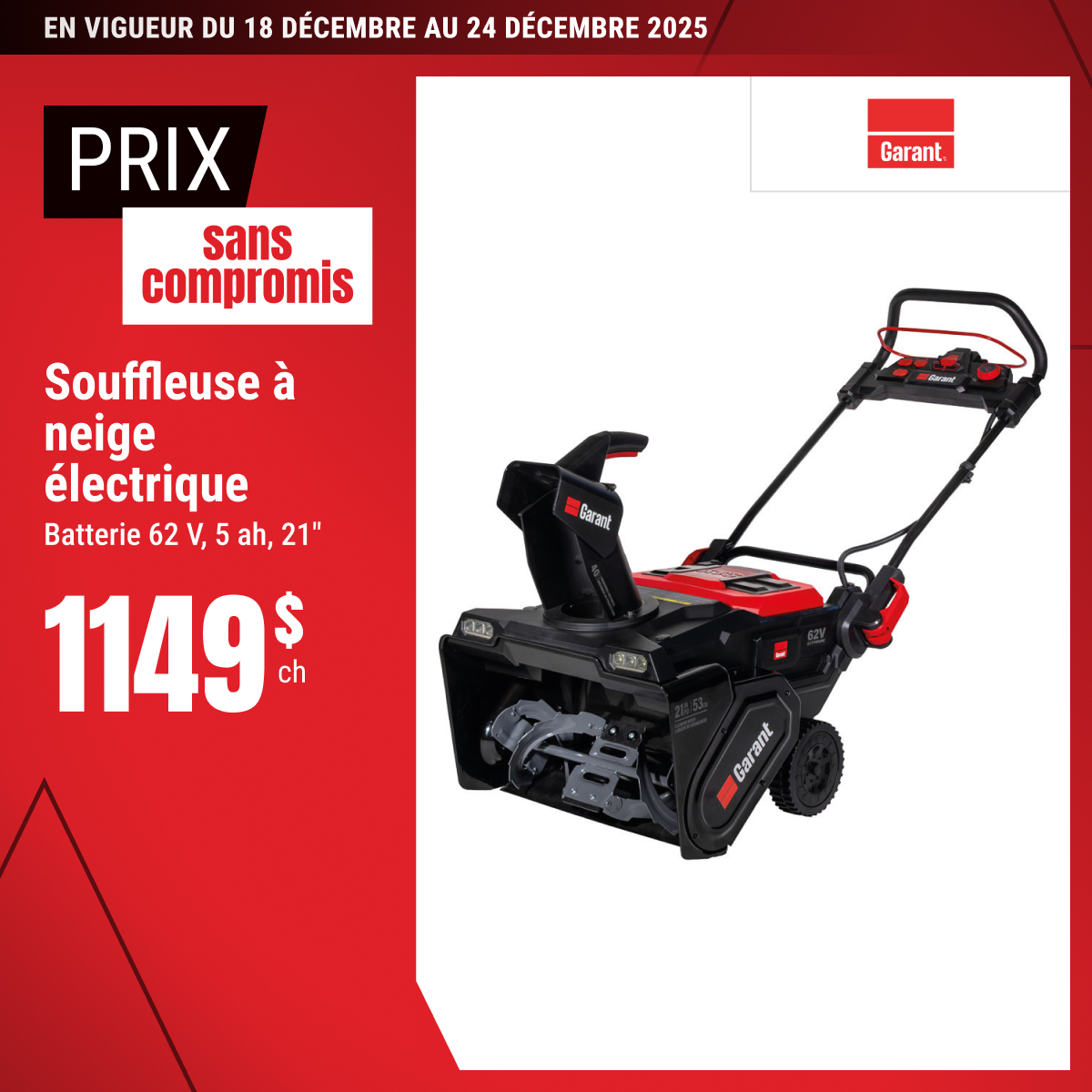 Prix sans compromis sur la souffleuse à neige électrique sélectionnée!
