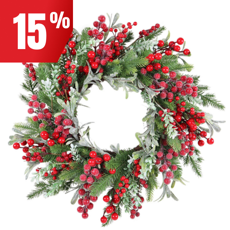 Économisez 15 % sur les couronnes décoratives de Noël.