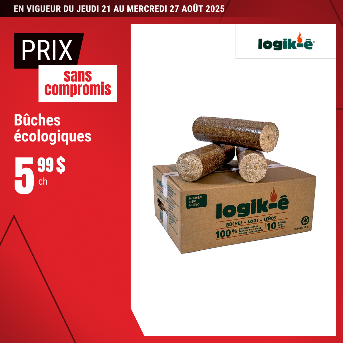 Prix sans compromis sur les bûches écologiques sélectionnées !