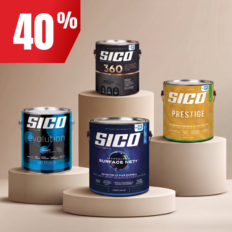 Économisez 40 % sur les peintures Sico Surface Net, Prestige, Évolution et 360.