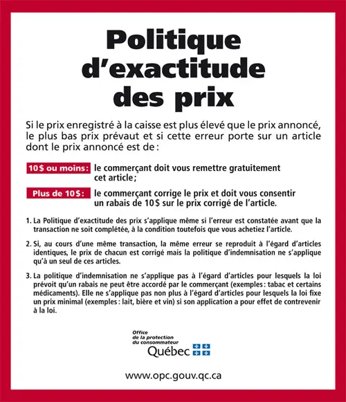 Politique d&#x27;exactitude des prix