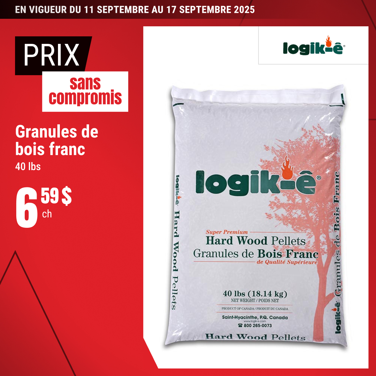 Prix sans compromis sur les granules de bois franc !