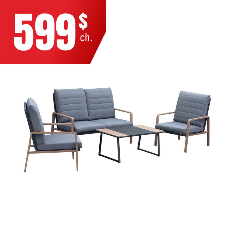 Économisez 400 $ sur l’ensemble de conversation Moss en aluminium gris.