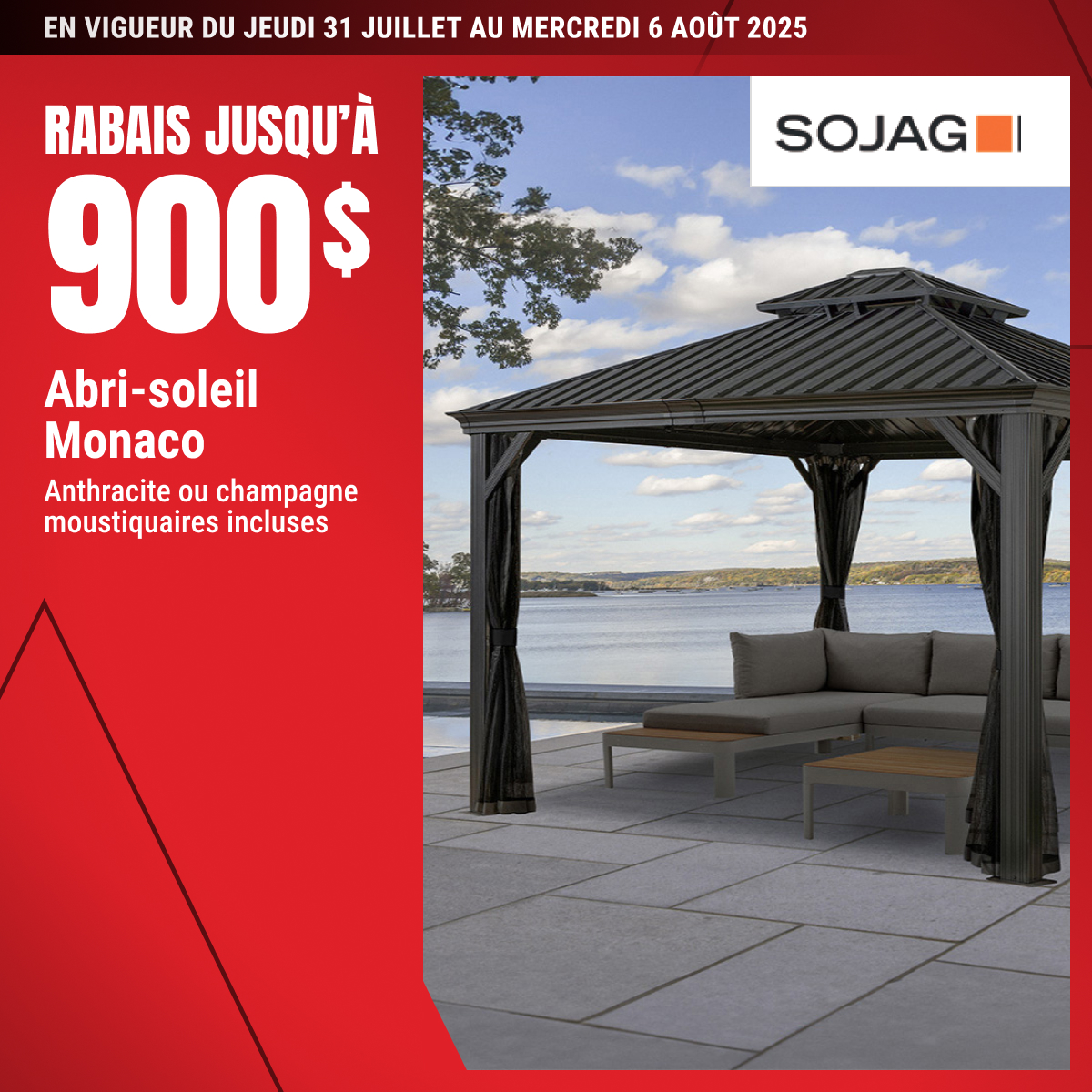 Jusqu’à 900$ de rabais sur les abri-Soleil Monaco