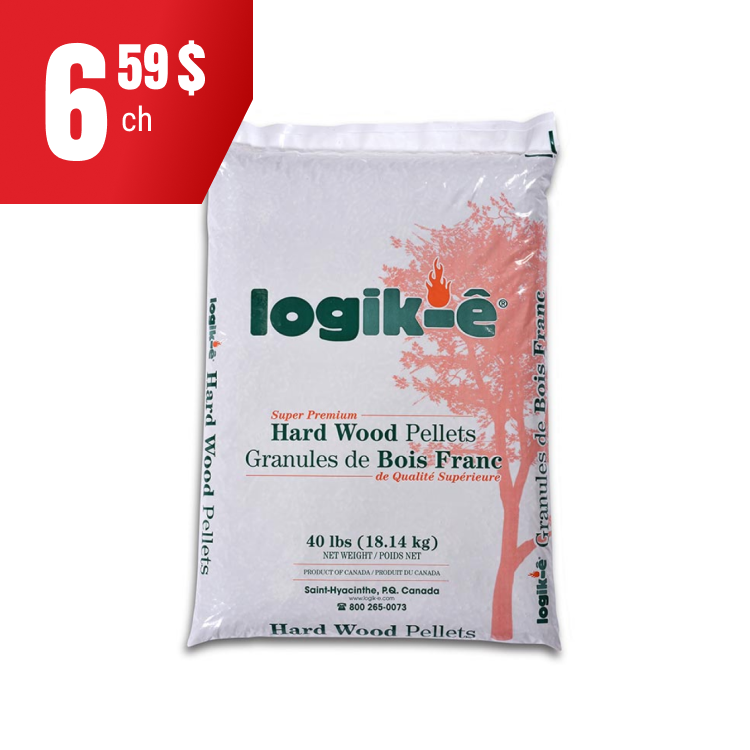 Granules de bois franc, sac de 40 lb.