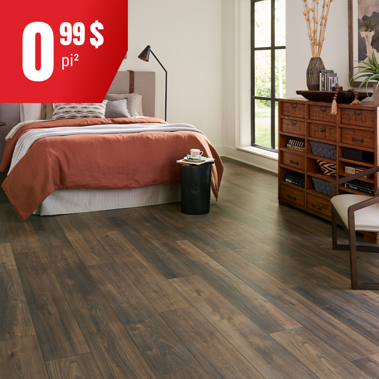 Plancher laminé à 0,99 $/pi2.