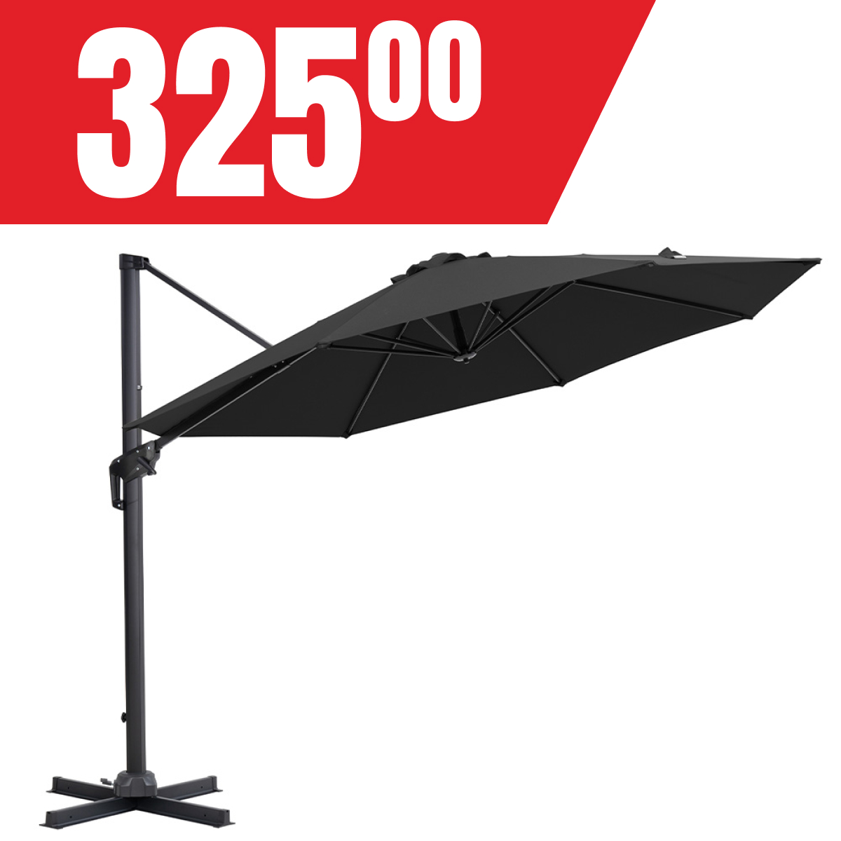 Parasol suspendu rotatif 10’ x 10’ à 325$!