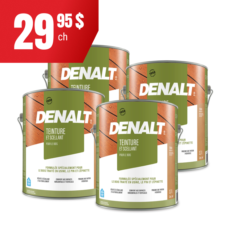 Teintures d’extérieur Denalt à 29,95 $.