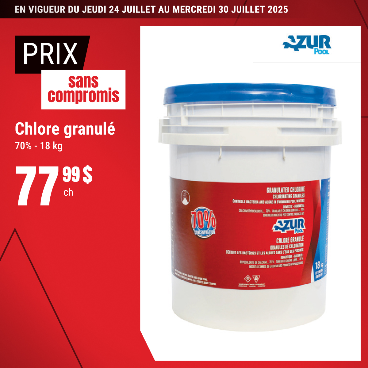 Prix sans compromis sur le chlore granulé sélectionné