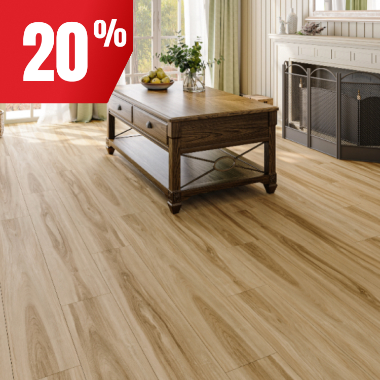 Économisez 20 % sur le plancher flottant AC3, 8 mm, de Taiga.