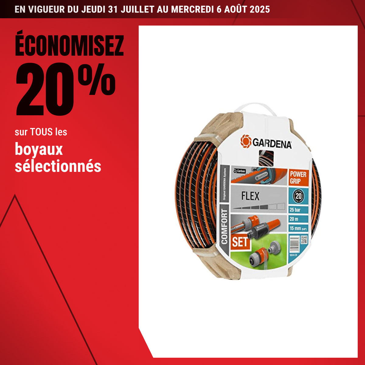 Économisez 20% sur tous les boyaux sélectionnés