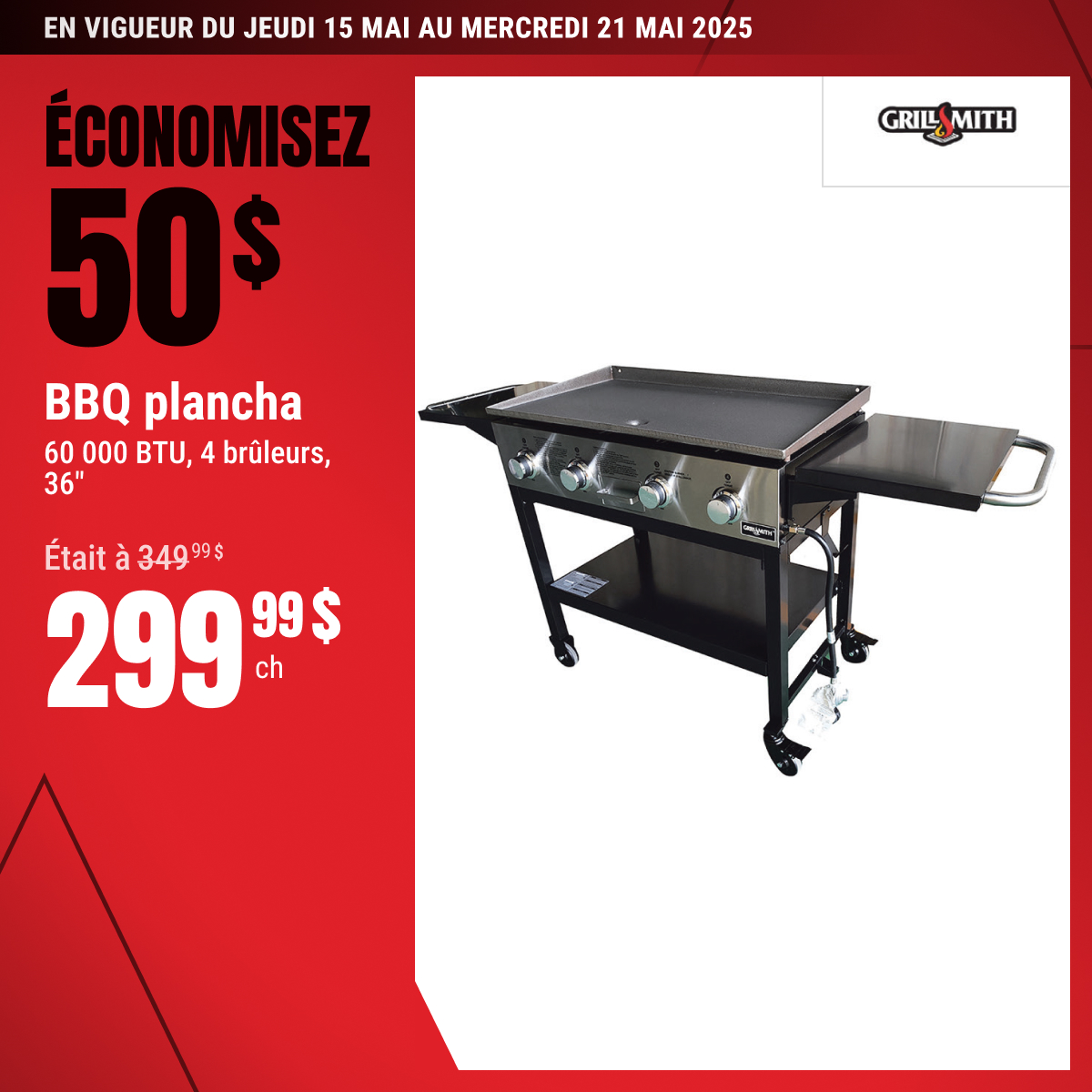 Économisez 50 $ sur le BBQ plancha sélectionné !