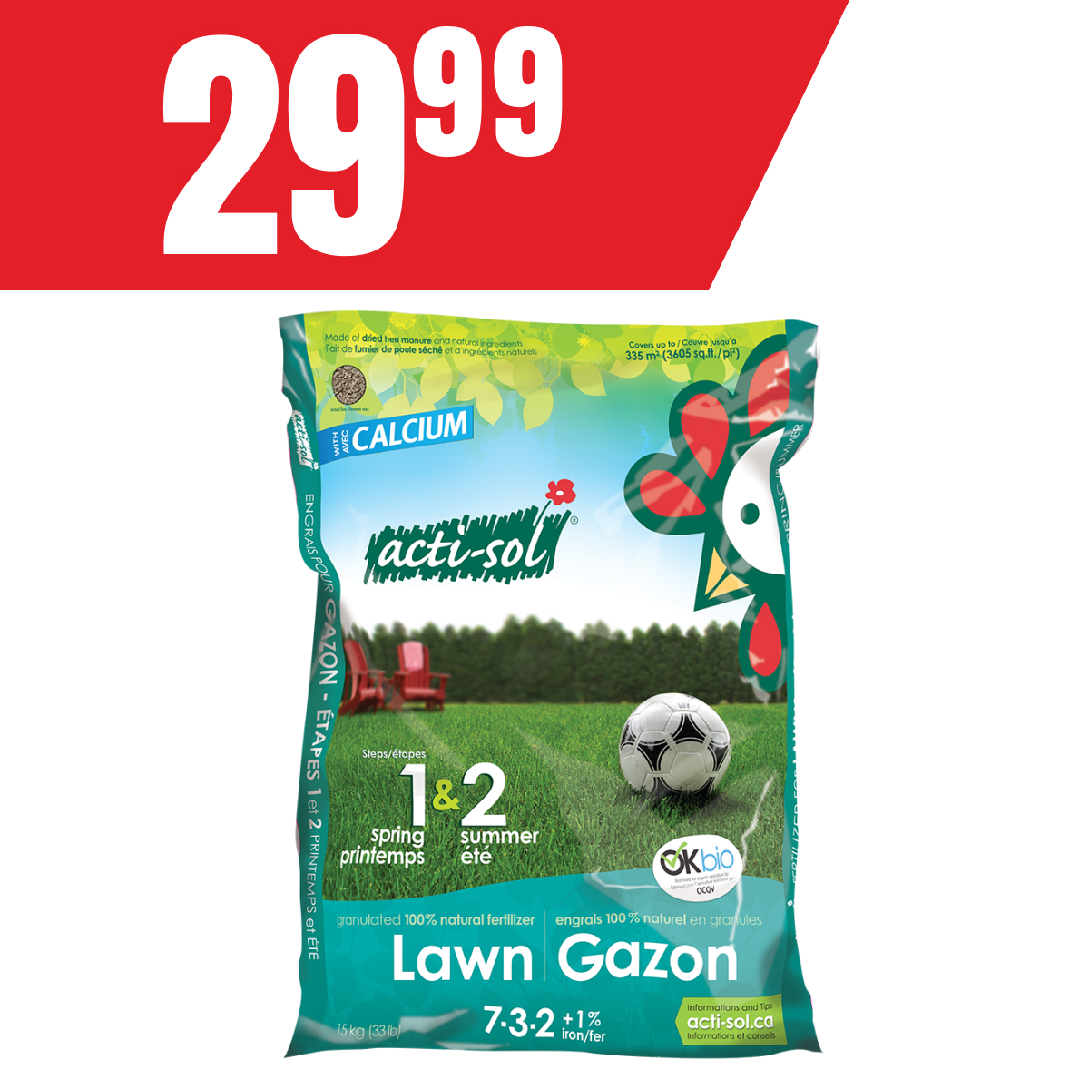 Engrais naturel pour gazon à seulement 29,99$!