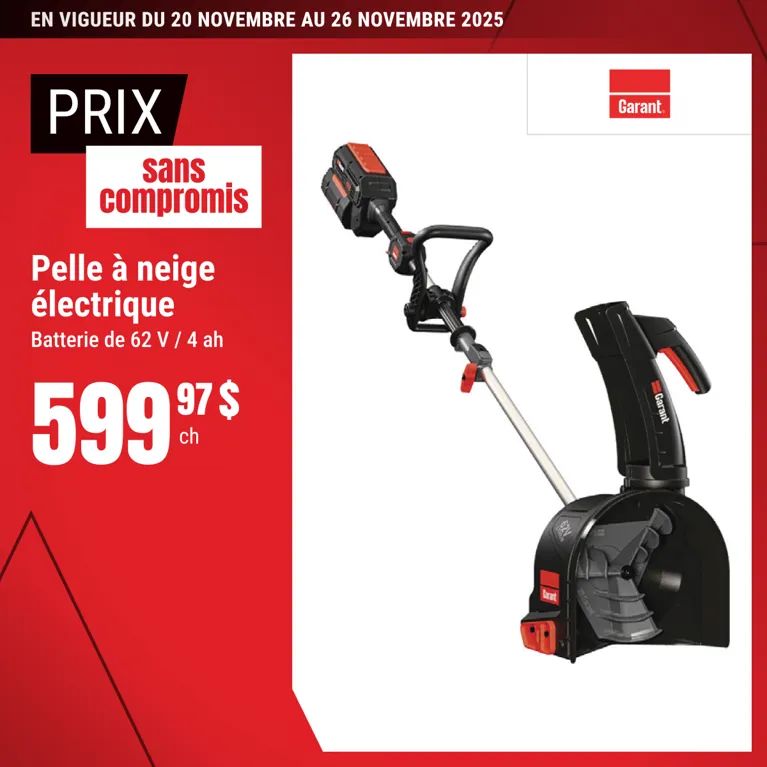 Prix sans compromis sur la pelle à neige électrique sélectionnée.