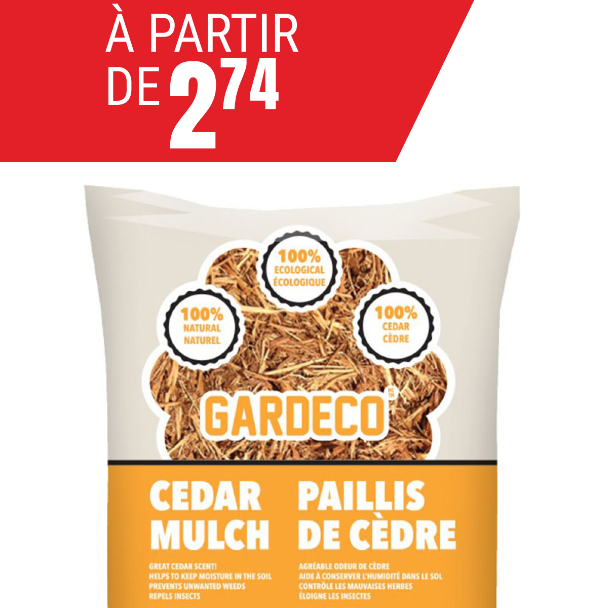 Paillis de cèdre à partir de 2,74$!
