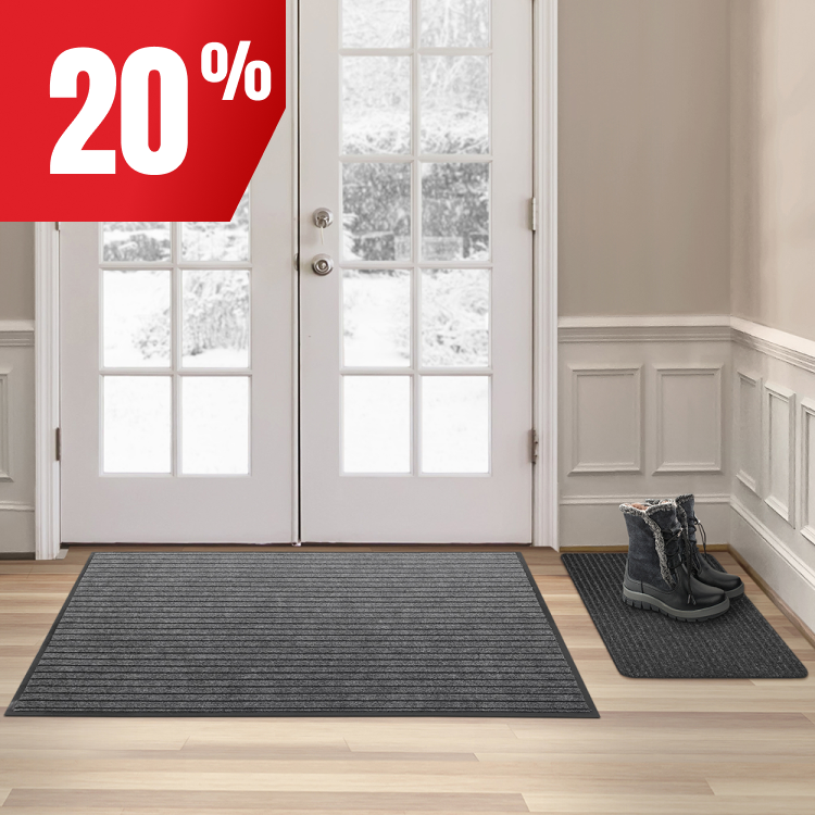 Économisez 20 % sur l’ensemble de tapis d’entrée gris et anthracite.