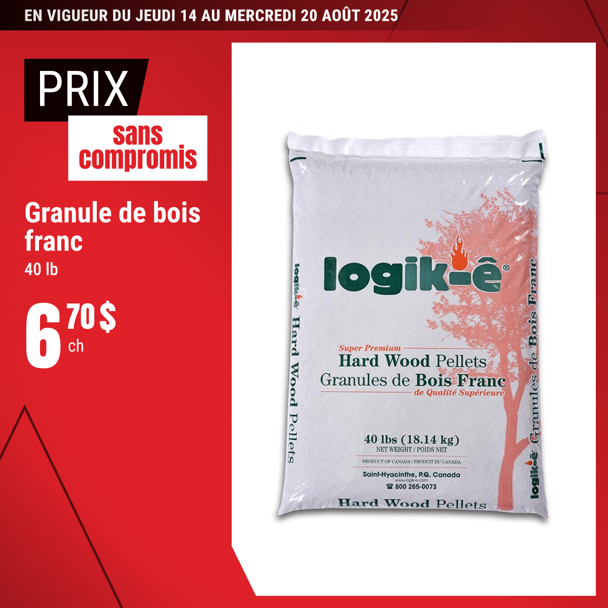 Prix sans compromis sur la granule de bois franc sélectionnée !
