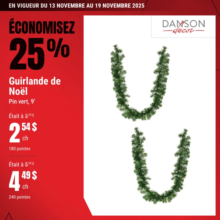 Économisez 25% sur la guirlande de Noël sélectionnée.