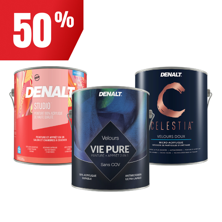 Jusqu’à 50% de rabais sur les peintures Denalt Sélectionnées!