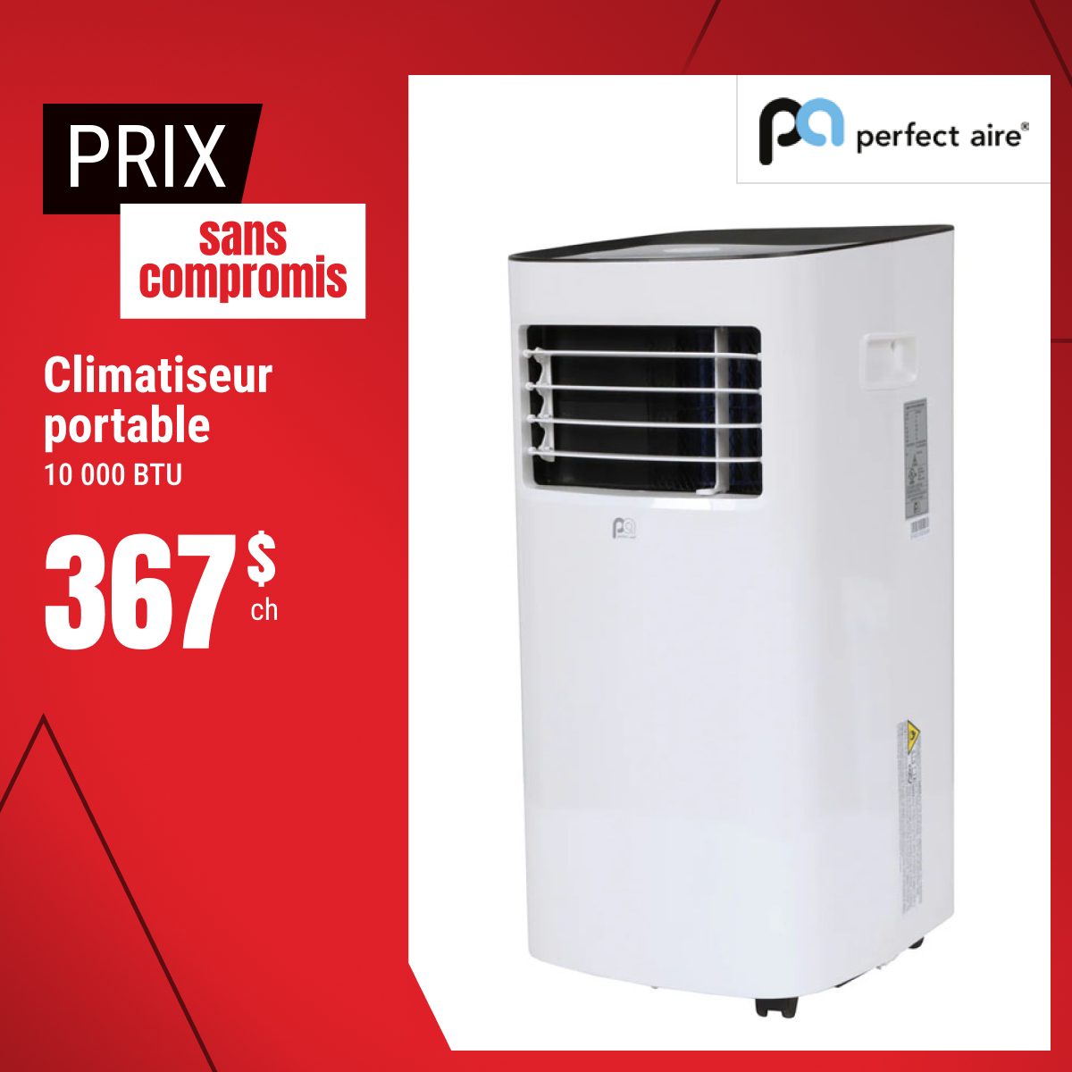Prix sans compromis sur le climatiseur portable sélectionné !