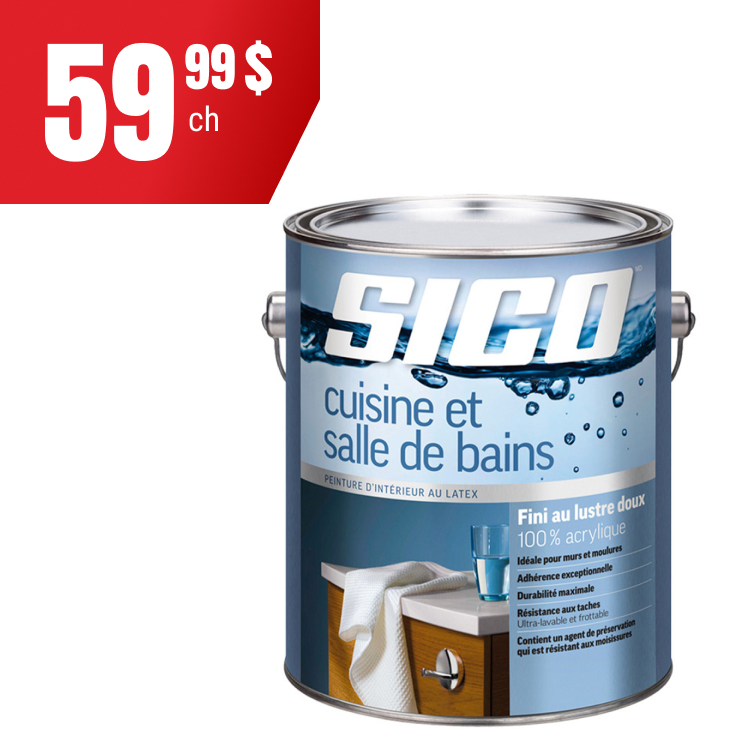Peinture d’intérieur SICO pour cuisine et salle de bains.