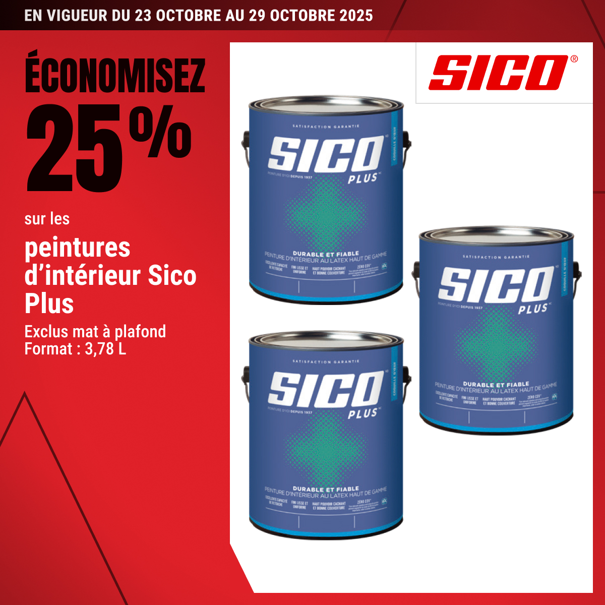 Économisez 25 % sur les peintures d’intérieur Sico Plus, la qualité à prix réduit !